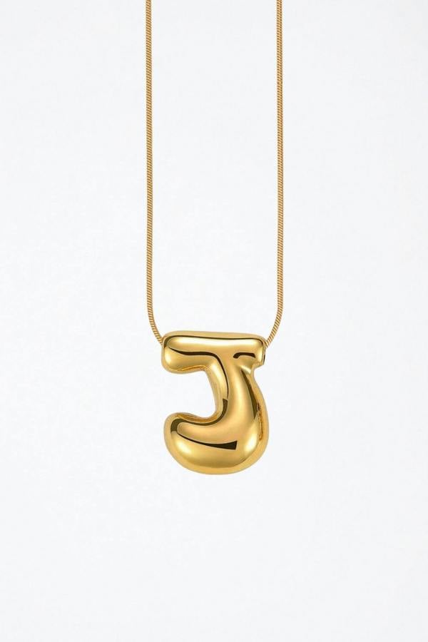 Serla Bubble Initial Gold Plated Necklace Letter J