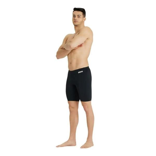 Black Arena Team Solid Swim Jammer shorts with white logo