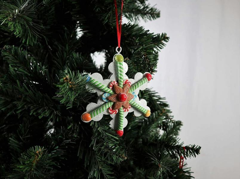 Ceramic Snowflake Hanging Decorations in Multicolour - Pack Sizes of 2 or 12 for Seasonal Display image 4