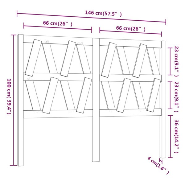 Berkfield Bed Headboard 146x4x100 cm Solid Wood Pine
