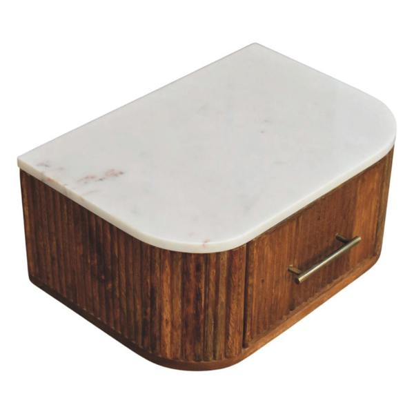 Artisan Furniture Solid Wood Beaumont Wall-Mounted Bedside, 1 Drawer , Brown