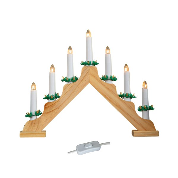 Samuel Alexander 40cm Light up Wooden Christmas Candlebridge with 7 Warm White LEDs
