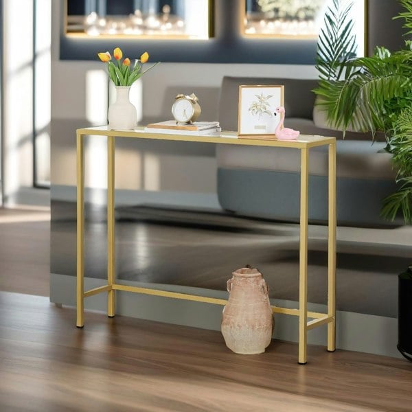 Rafaelo Mobilia Gold Metal Hallway Console Table