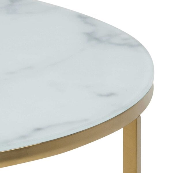Wyld Haus Vodskov White Marble Top Round Coffee Table Gold Legs