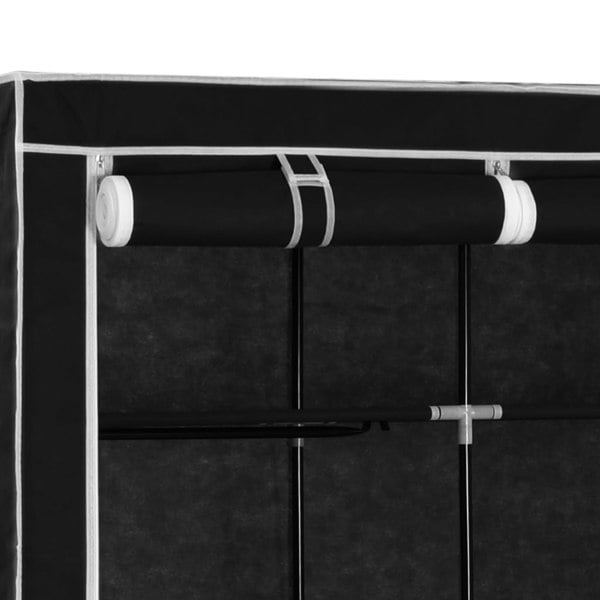 Berkfield Wardrobe with Compartments and Rods Black 150x45x175 cm Fabric