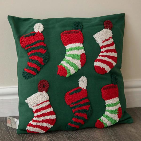 Samuel Alexander 45cm Dark Green Soft Decorative Christmas Stocking Cushion