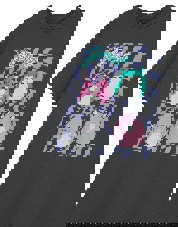 Squishmallows Girls Grey Checkerboard Short Sleeved T-Shirt