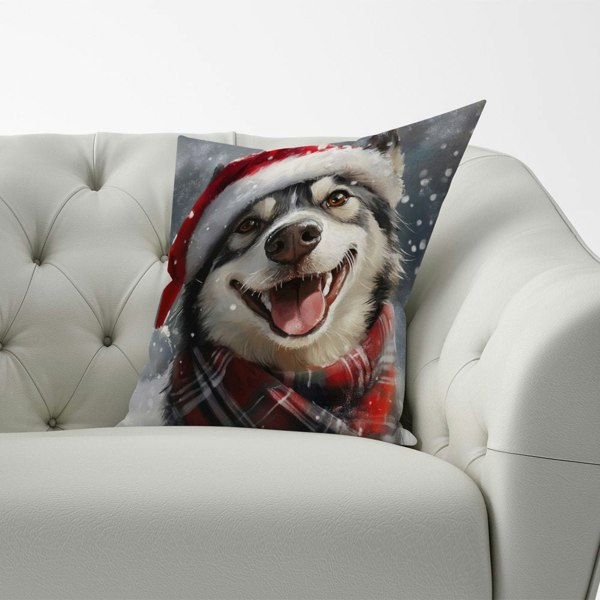 Warren Reed Christmas Husky Cushion