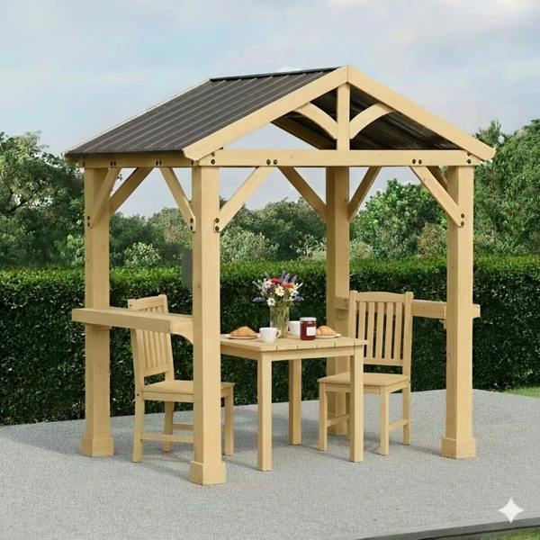 Yardistry Compact Wooden Pavilion 5.8ft x 8ft (1.7m x 2.4m) Backyard Bliss 1