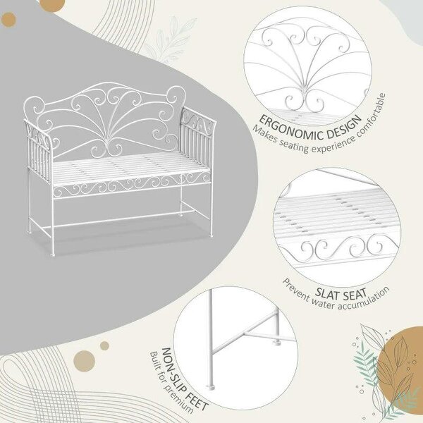 Heavy-Duty Garden Bench-White
