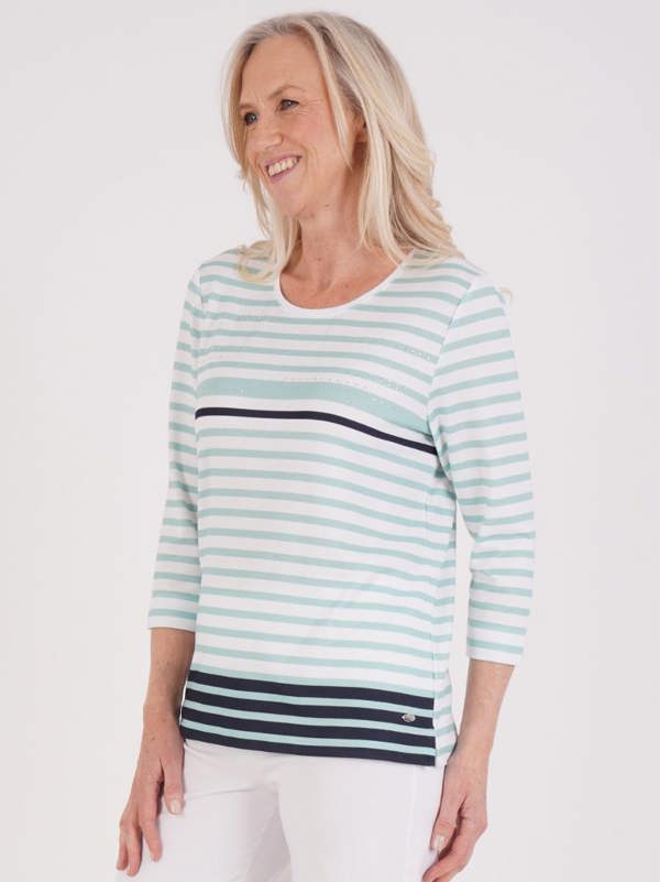 TIGI Stripe And Nailhead Neck Detail Top