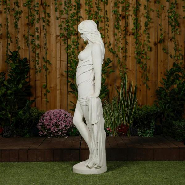 PDA Large Smiling Lady With Robe Garden Statue