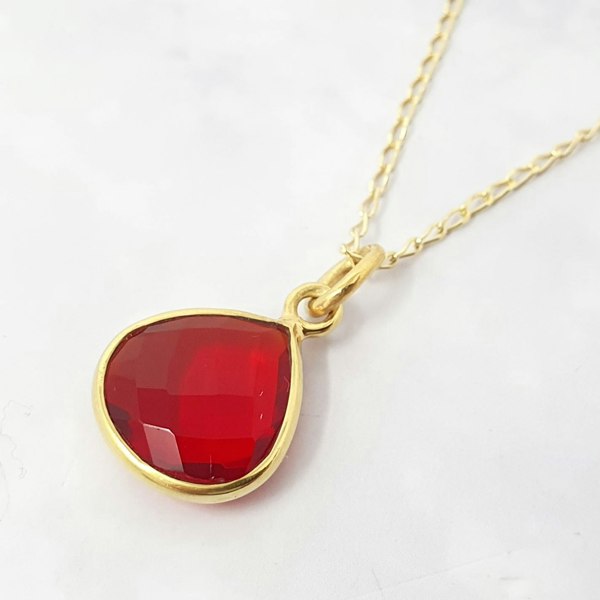 Garnet January Birthstone Pendant Charm Necklace