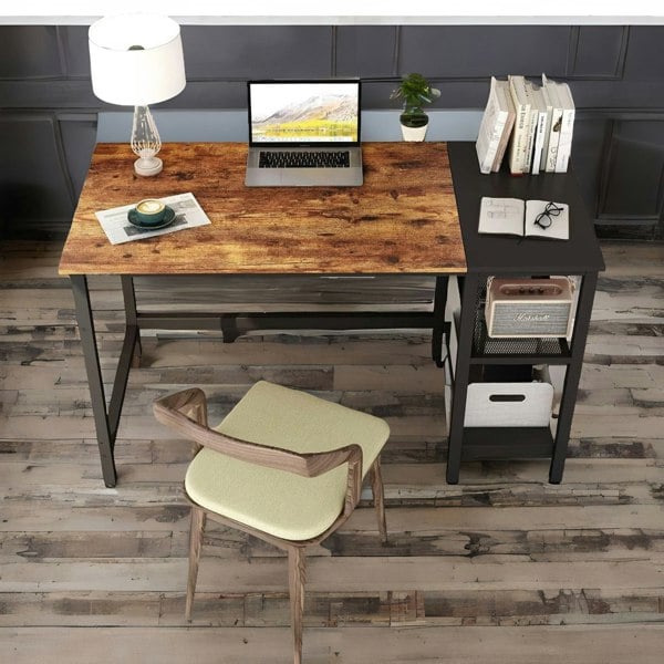 Rafaelo Mobilia Industrial Writing Desk With 2 Shelves Rustic Brown