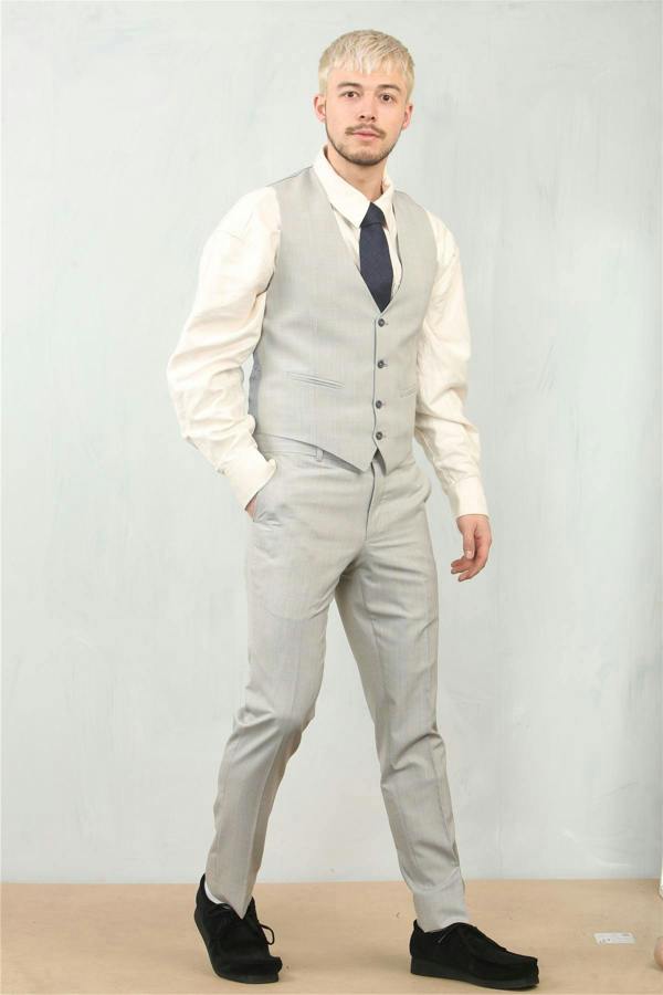 Infinity Leather Men's 3 Piece Prince Of Wales Grey Suit Workwear