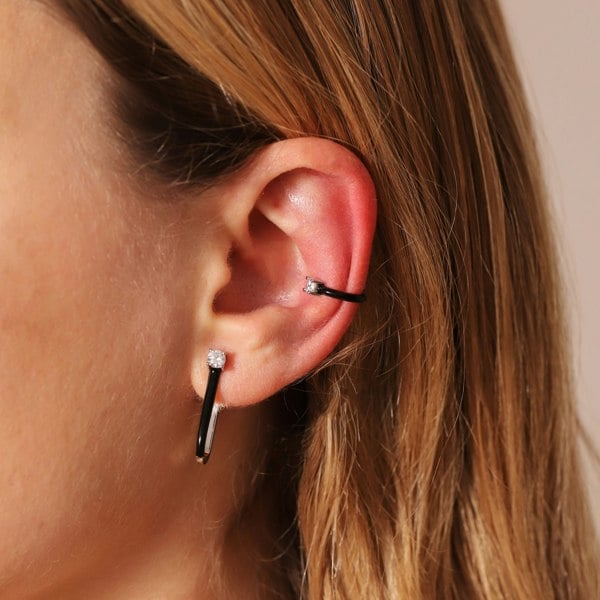 Gold Trip Black Enamel Ear Cuff