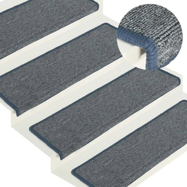 Berkfield Carpet Stair Treads 15 pcs 65x21x4 cm Purple and Blue