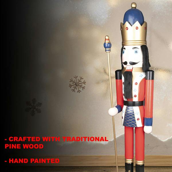 150cm Wooden Christmas Nutcracker Soldier Standing Decoration, Hand-Painted Festive Ornament image 4