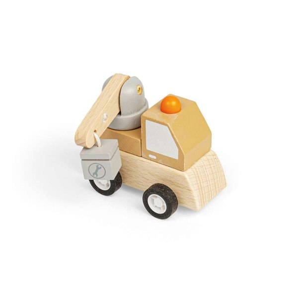 Bigjigs Toys Wind Up Trucks - Crane, Digger (Pk 2)