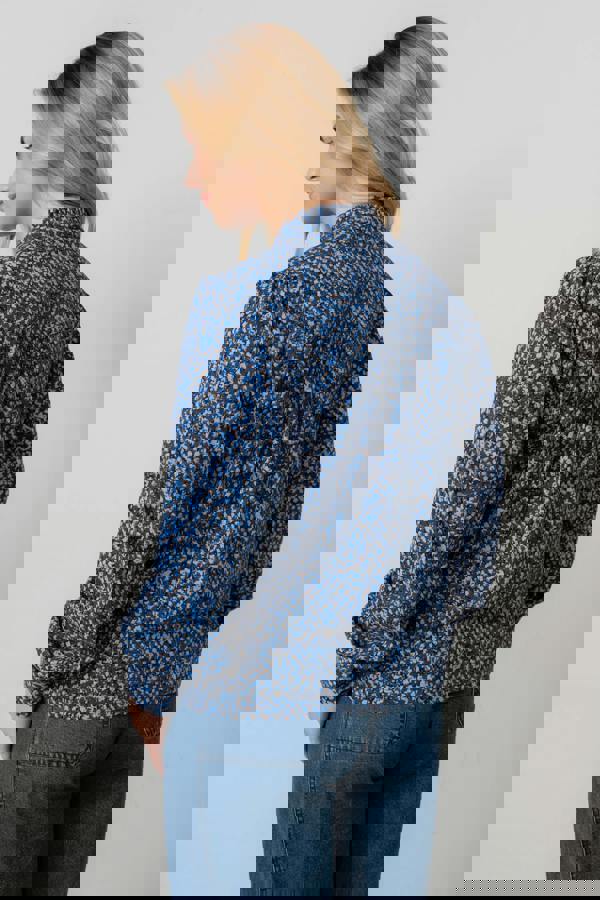 Lily & Me Wayfaring Ditsy Print Cotton Blouse Cobalt