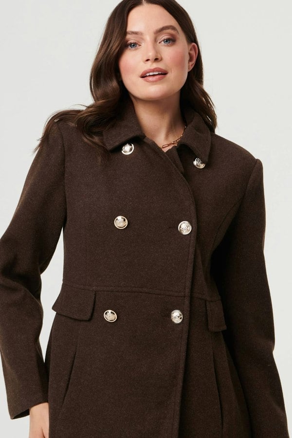 Brown | Button Detail Double Breasted Jacket
