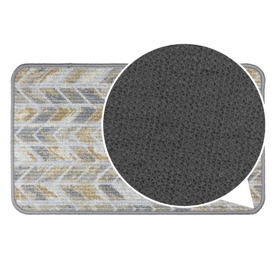 JVL Fiora Machine Washable Indoor Mat - 44 x 75cm - Quartz Chevron