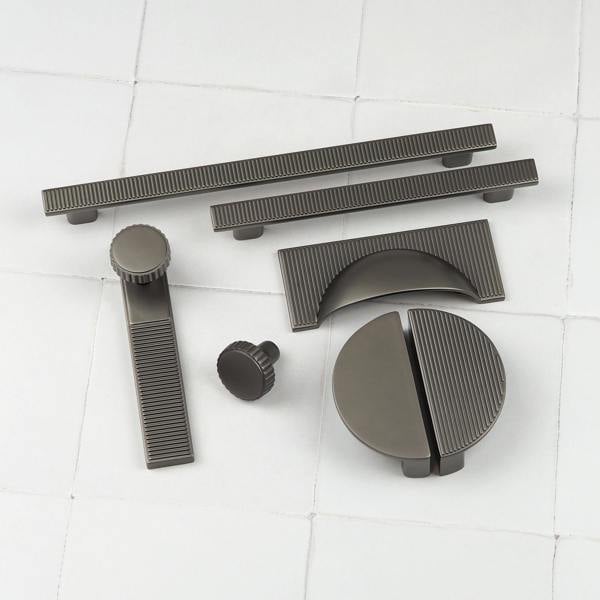 Handle & Home Anthracite Dark Grey Ribbed Detailing Handles and Coordinating Knobs