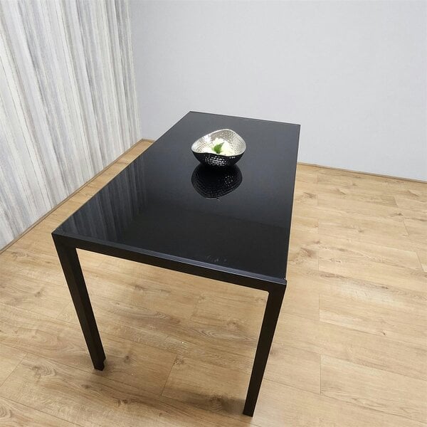Kosy Koala Dining Table Black Glass Kitchen Place for 4 Seats, Dining Table Only (Black H 75 x L 120 x W 70 cm)