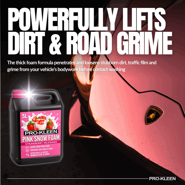ProKleen Pro-Kleen 5L Strawberry Milkshake PINK Snow Foam with Wax Super Thick & Non-Caustic Foam