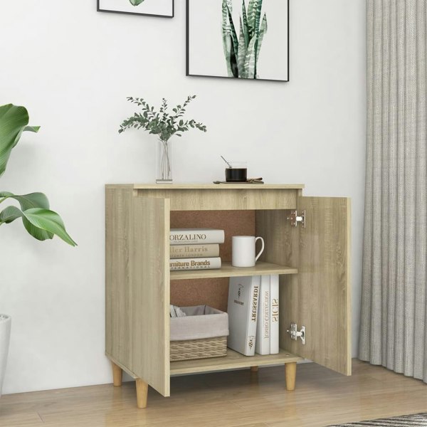 Berkfield Sideboard with Solid Wood Legs Sonoma Oak 60x35x70 cm Engineered Wood