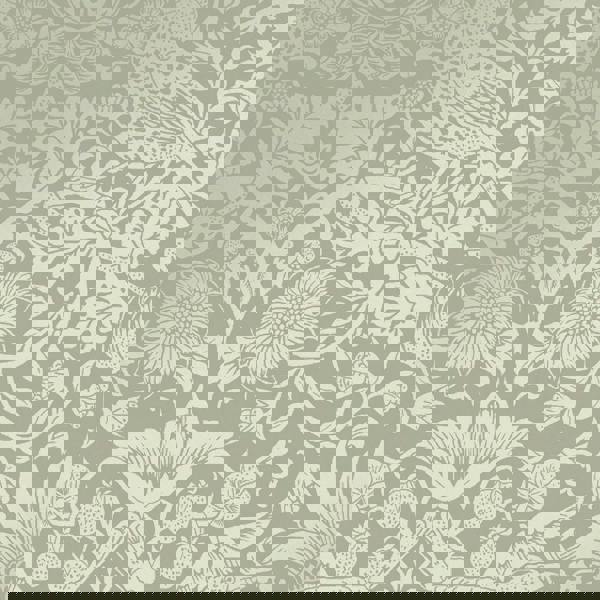 William Morris At Home Strawberry Thief Fibrous Wallpaper | Sage