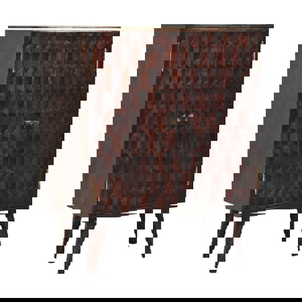 Artisan Furniture Solid Wood Mini Pineapple Carved Light Walnut Cabinet