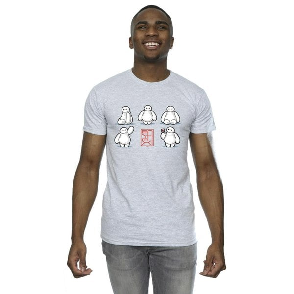 Disney Mens Big Hero 6 Baymax Many Poses T-Shirt - Sports Grey