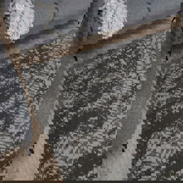 Machine Washable Flatweave Rug Geometric Black