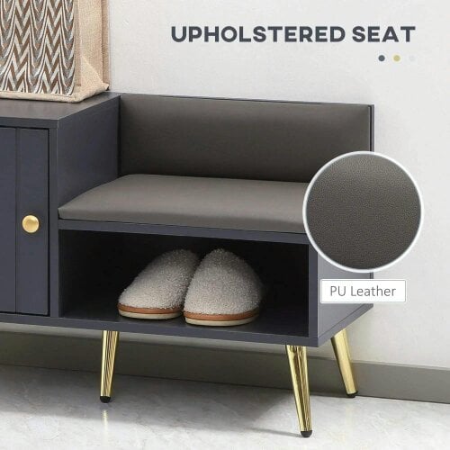 Bobobiy Shoe Storage Unit, with Padded Seat - Grey