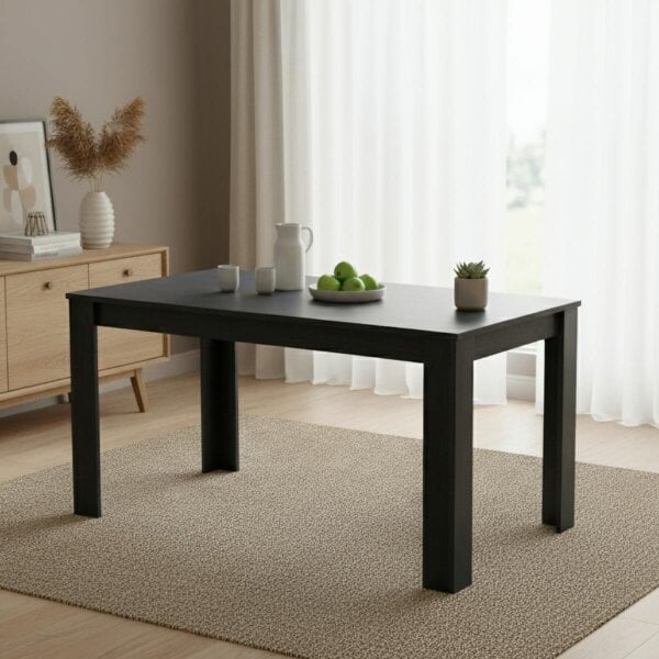 Kosy Koala Dark Grey Dining Table Set with 4 Cream Plastic Chairs  Modern Dining Furniture