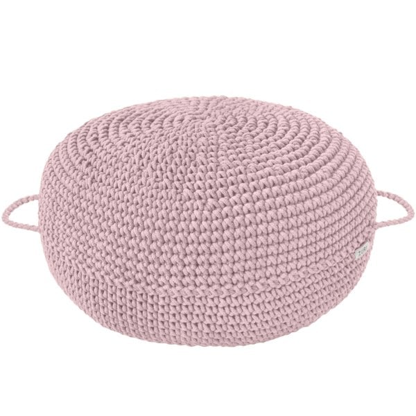 powder pink ottoman pouffe crochet