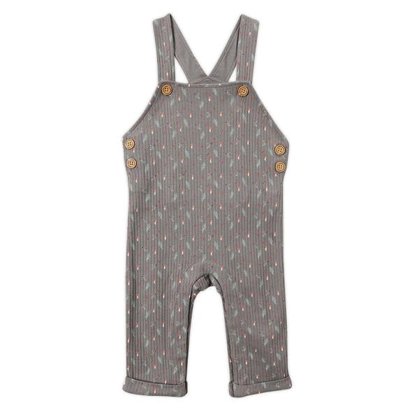 Mini Cuddles Baby Unisex Sprig Printed Dungaree 3pc Set, Multicolour