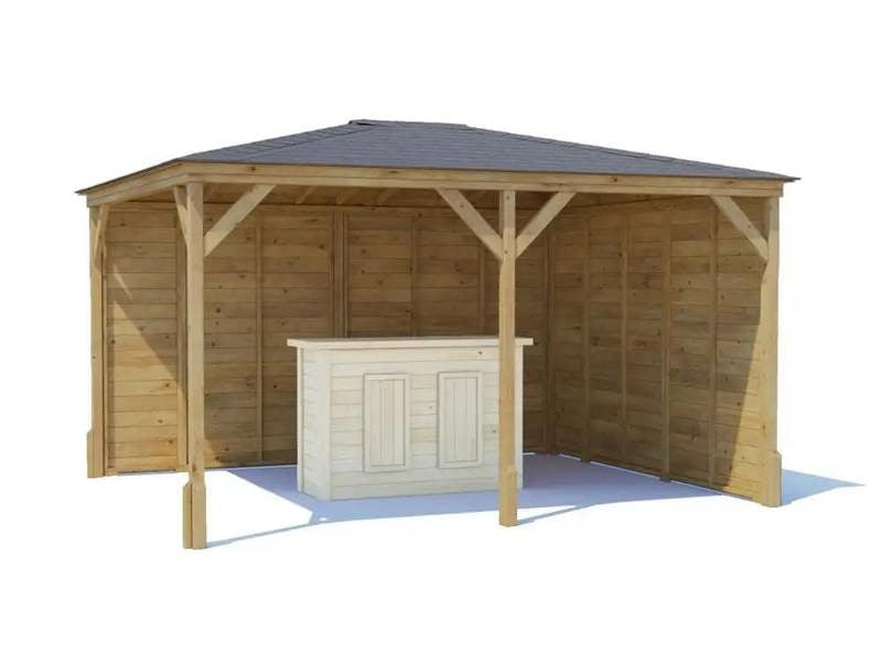 Dunster House Garden Bar Gazebo 4m x 3m Utopia Heavy Duty Garden Shelter with Log Bar Included