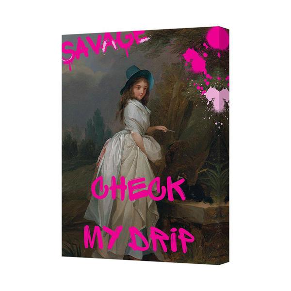 Benjamin Tate Design Savage Check My Drip Graffiti Styled Canvas Print Wall Art