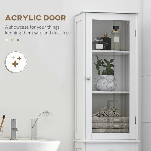 Wyld Haus Ramila Tall Bathroom Storage Cabinet With Shelves Drawer And Door In White