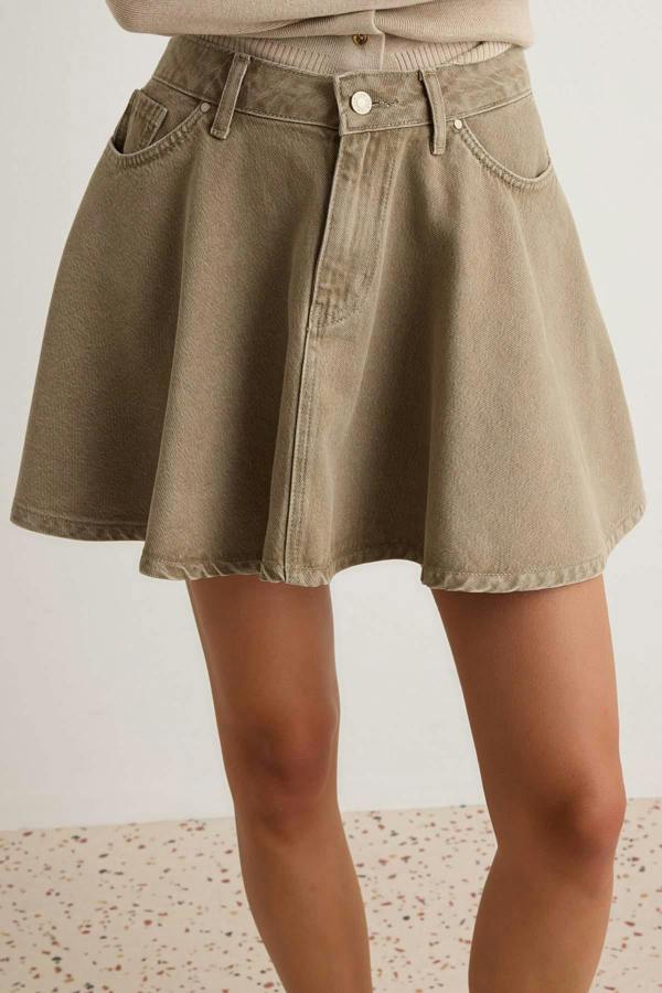 High Waist Ruffle Detail Mini Skirt