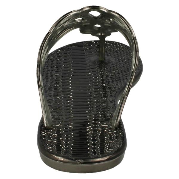 Spot On Ladies Spot On Flat Toepost Crocodile Pattern Sandal