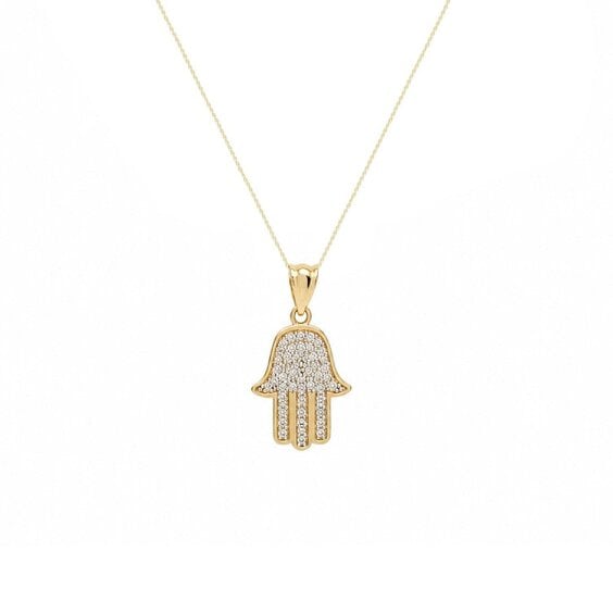 Spero London 9ct Solid Gold Hamsa Hand Necklace