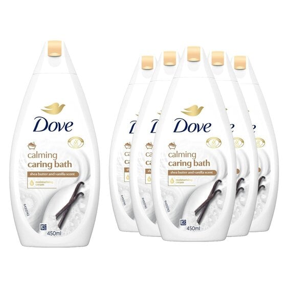 Dove Caring Bath Soak - Shea Butter&Vanilla Milk, 1/4 Moisturising Cream 6x450ml