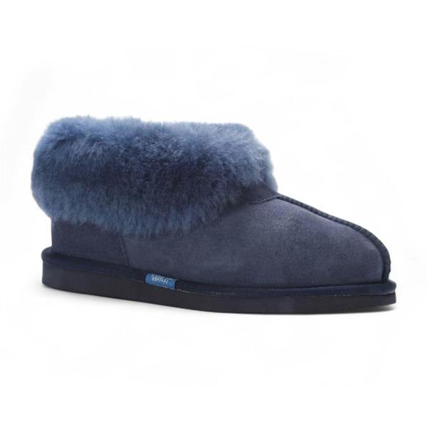 Infinity Leather Women's Sheepskin Suede Ankle Navy Slip-On Bootie Winter - Glacier