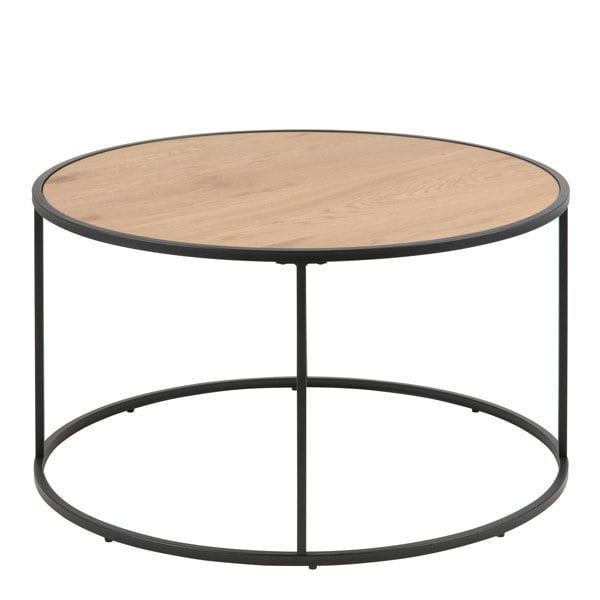 Furniture To Go Seaford Black Metal Round Coffee Table with Oak Top