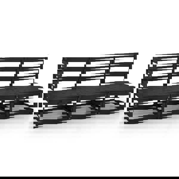 Berkfield 3 Piece Garden Lounge Set Black Solid Pinewood