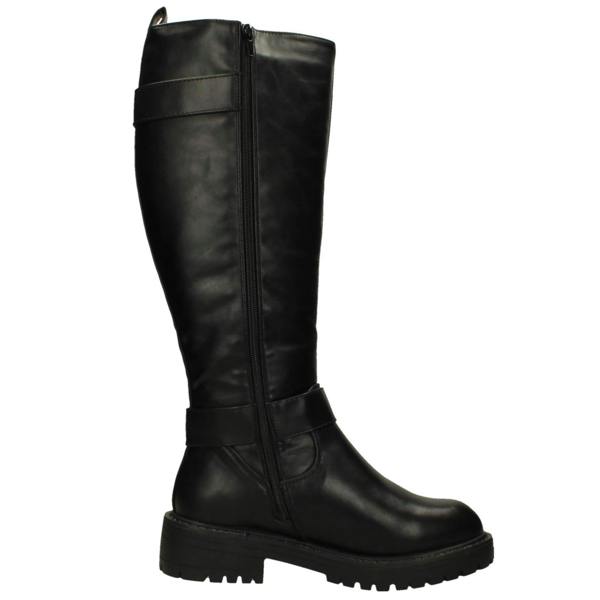 Spot On Ladies Spot On Chunky Heel Calf Boots with Buckle Straps F51204