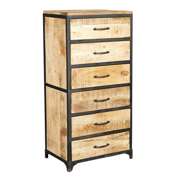 Wyld Haus Toivakka Industrial Reclaimed Wood and Metal Storage Chest of 6 Drawers